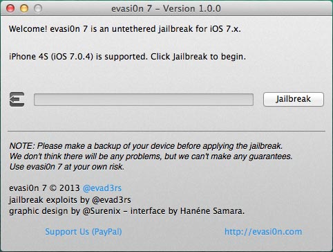 Evasi0n iOS 7 Jailbreak Start