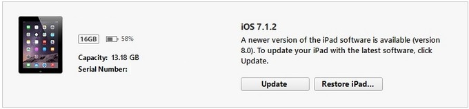 Update iOS via iTunes