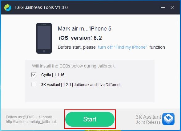 Taig iOS 8.1.3 Jailbreak Start