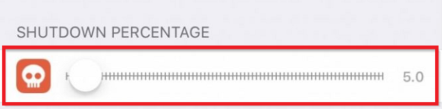 Adjust SHUTDOWN PERCENTAGE